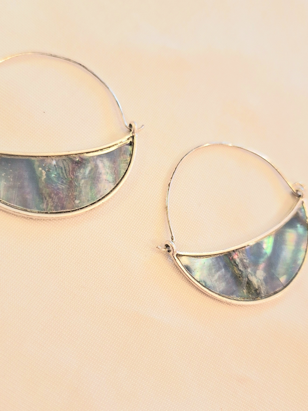 Hoop Earrings with Iridescent Abalone Inlay